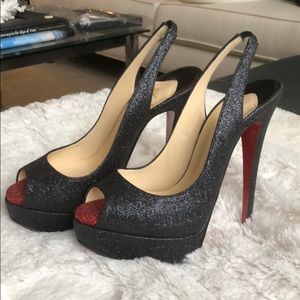 Christian Louboutin lady peep sling 150 glitter